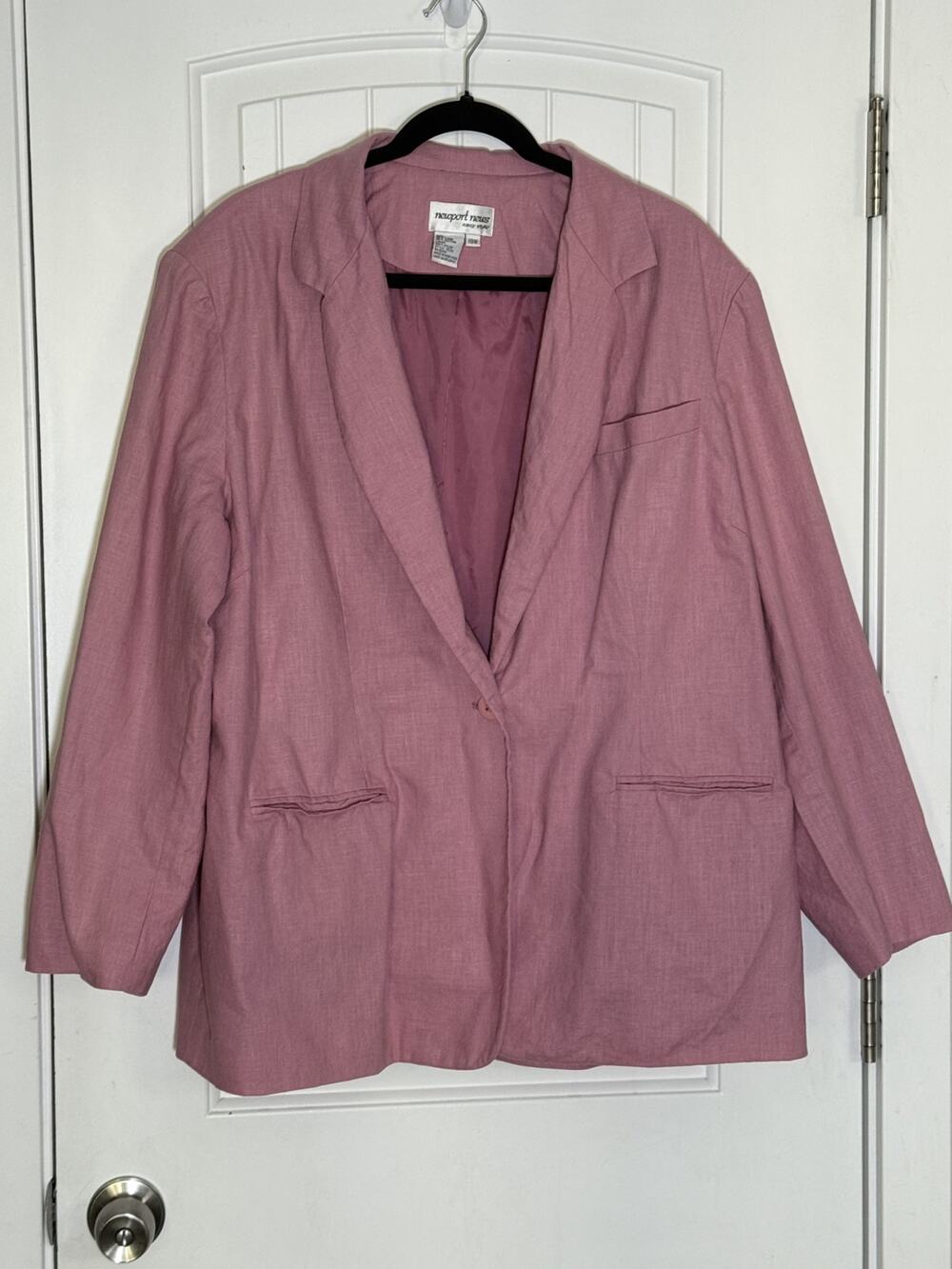 VTG Newport News Mauve Linen Cotton Blend 1 Button Blazer Suit Jacket Size 18W